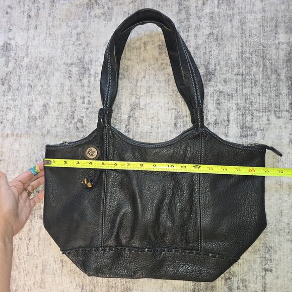 The Sak Tote Bag Womens Black Leather Zip Top Shoulder Purse Boho Beaded Accent - Picture 3 of 14